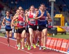 Nick McCormick (Morpeth) leads eventual winner Andy Vernon (Aldershot) during the 5000 metres at the Sainsbury's British Championships, Birmingham. 